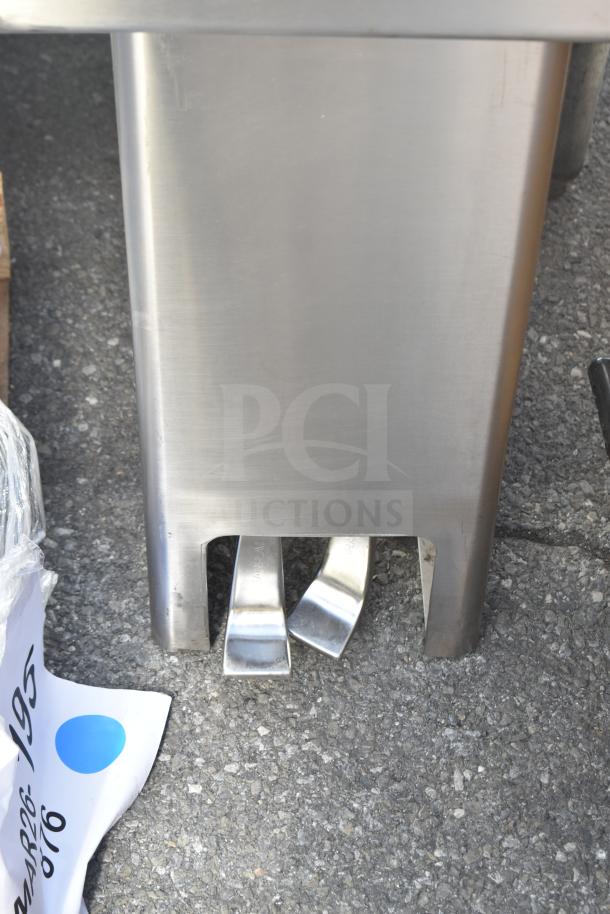 Universal Single Bay Foot Pedal Sink, stainless steel, foot pedals visible, excellent condition, suitable for hygienic use.