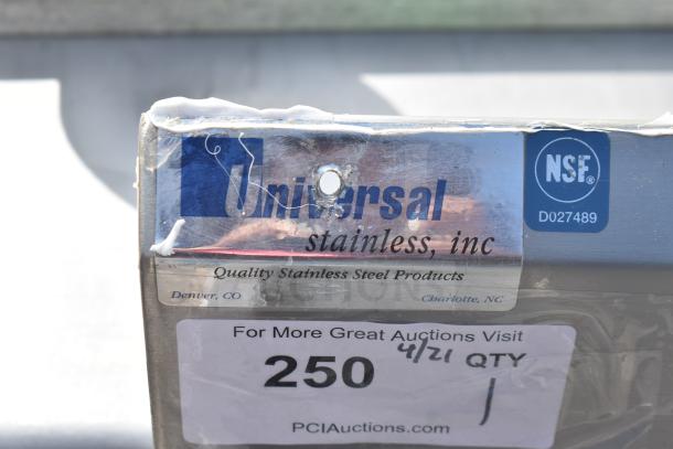 Universal Single Bay Foot Pedal Sink, stainless steel, NSF certified, brand plate visible, item number 250.