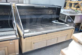 Killion Metal Commercial Open Grab N Go Merchandiser, 208/230 Volts, 1 Phase, used, beige finish, visible shelving.