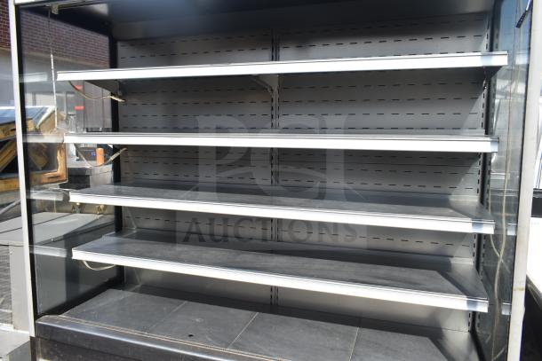 Commercial Grab N Go Merchandiser, multi-tiered shelving, metal construction, clean condition, ideal for retail display.