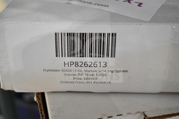 Brand new Frymaster 8262613 Kit, Module Sr14 single/3phase in box. Price: $209.09. Includes barcode and item details.