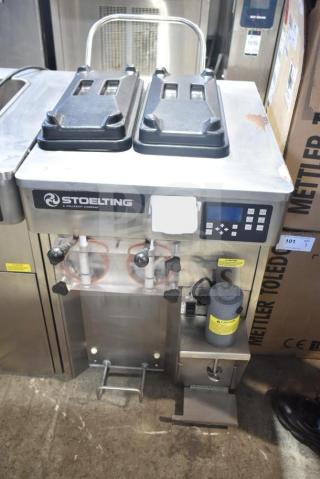 LATE MODEL! Stoelting Commercial Countertop 2 Flavor w/ Twist Soft Serve / Frozen Dessert Machine w/ Drink Mixing Attachment. 208/240 Volts, 1 Phase.