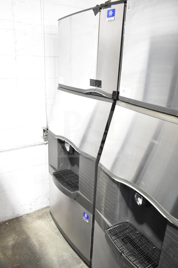 Manitowoc SD0452A commercial ice machine head on hotel ice dispenser. Stainless steel, 115V, 1 phase; clean and operational.