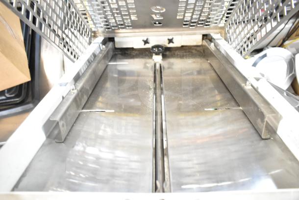 Oliver 797-32NC commercial bread loaf slicer with Pro Guard Artisan Bread Safety Chute, 115V, stainless interior shown.