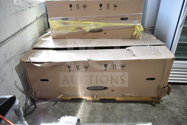 Brand new Bohn BEL0130CC6EEAYF859 evaporator fan in original packaging on pallet. 230 volts, 3 phase.