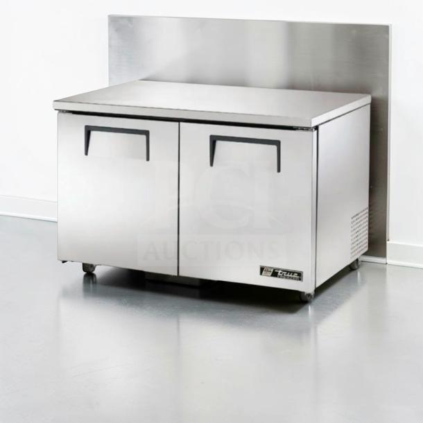 Brand new True TUC-48F-HC undercounter freezer, 48.5" stainless steel, two doors, ADA compliant, made in USA, boxed.