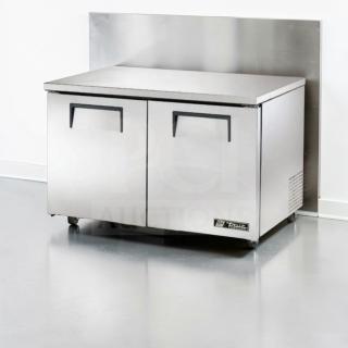 Brand new True TUC-48F-HC undercounter freezer, 48.5" stainless steel, two doors, ADA compliant, made in USA, boxed.