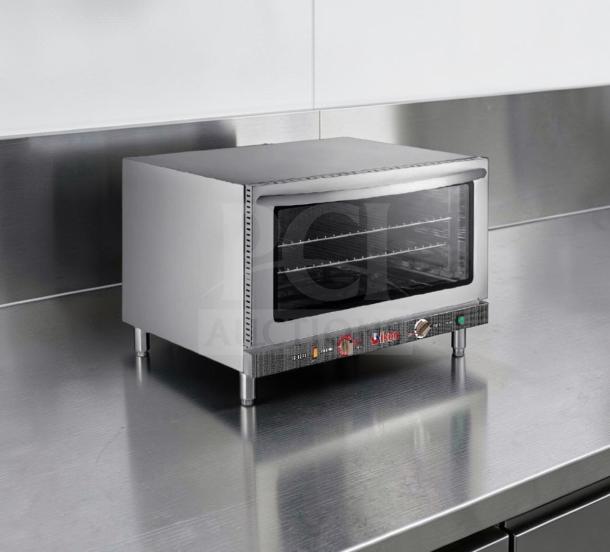 Brand new Ikon IC-824S countertop convection oven, stainless steel, 208/240V, 4600W, ETL & NSF listed, with steam feature.