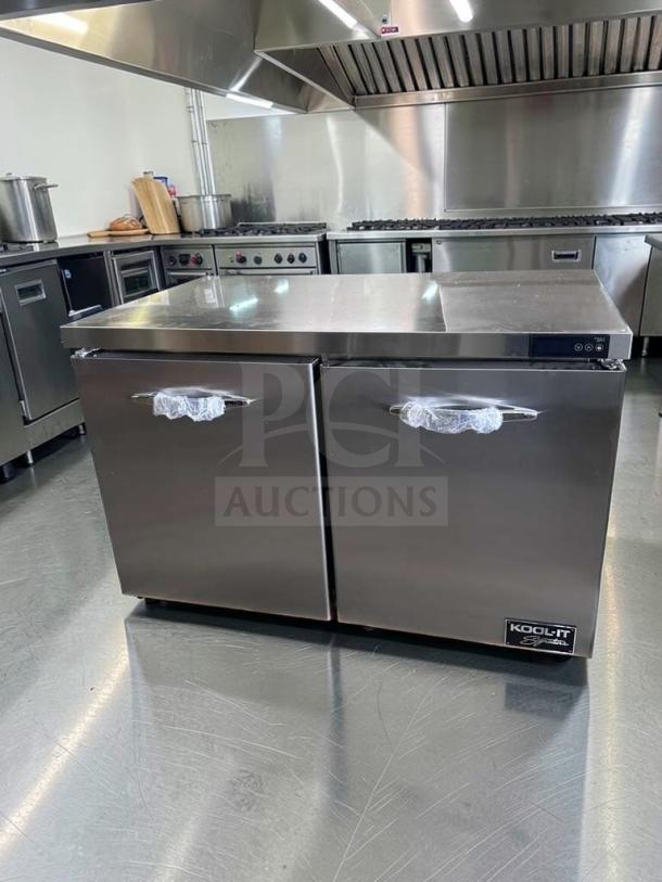 Brand new Kool-It KUCF-48-2 undercounter freezer, 48-inch, double stainless doors, ETL & NSF listed, R290 refrigerant.