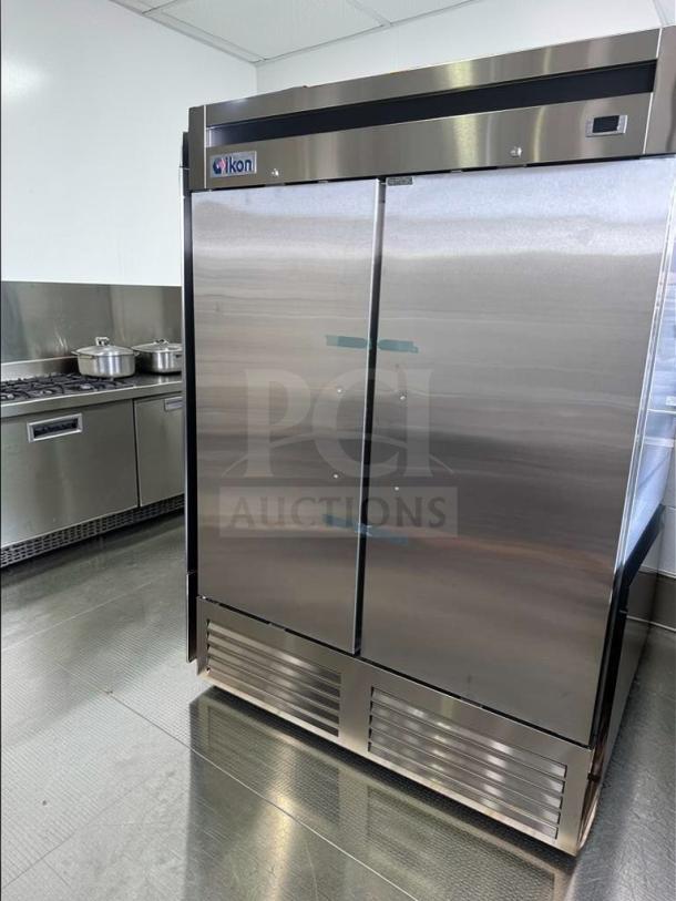 Brand new Ikon IB54R commercial double door refrigerator, 54 in, 27 Cu. Ft., ETL & NSF listed, R290 refrigerant.