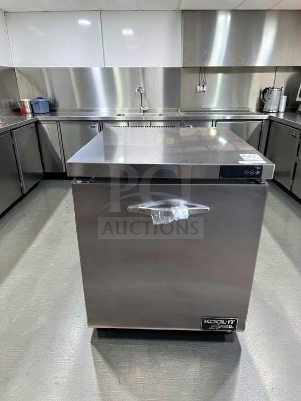 Brand new Kool-It KUCR-27-1 commercial undercounter refrigerator, stainless steel, 27.5 in, R290 refrigerant, ETL & NSF listed.