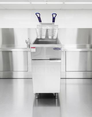 Brand new Atosa CookRite ATFS-40 40 lb gas fryer, stainless steel, ETL & NSF listed, two fry baskets, commercial grade.