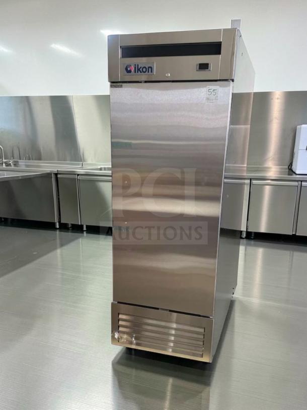 Brand New Ikon IB27R commercial reach-in refrigerator, 27-inch stainless steel, R290 refrigerant, ETL & NSF listed.