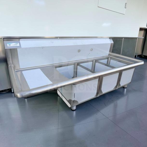 Brand new KoolMore SC121610-16L3 stainless steel 3 compartment sink with left drainboard, NSF certified, commercial use.