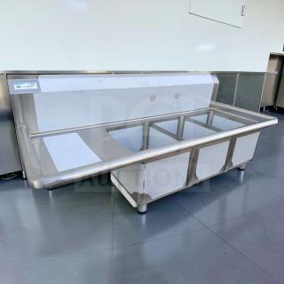 Brand new KoolMore SC121610-16L3 stainless steel 3 compartment sink with left drainboard, NSF certified, commercial use.
