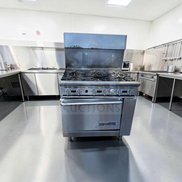 Exceptional Condition Imperial IR-6 36" Commercial Gas Range, 6 Burners, Oven, Natural Gas, Heavy Duty, Fully Tested, Model IMP-L-RANGE-0874.