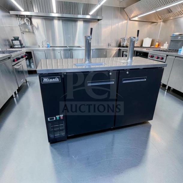 Migali C-DD60-2-HC 60" commercial kegerator beer dispenser, dual tap, two-keg capacity, tested, excellent condition.