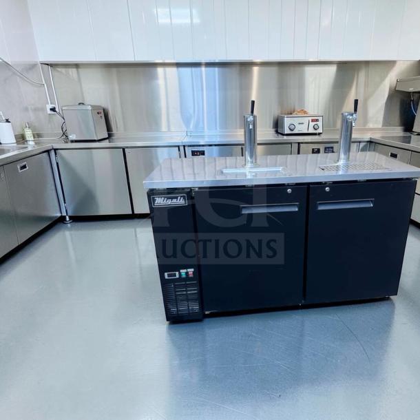 Migali C-DD60-2-HC 60" commercial kegerator, dual tap, 2 keg capacity, top-tier condition, fully tested and operational.