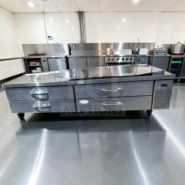 Blue Air BACB96M-HC 96" chef base, 4-drawer, 21 cu. ft., stainless steel, heavy-duty, prime condition, tested operational.