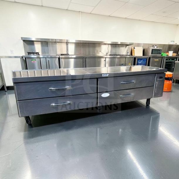 Blue Air BACB96M-HC 96" commercial refrigerated chef base with 4 drawers, 21 cu. ft., heavy-duty, fully tested, excellent condition.