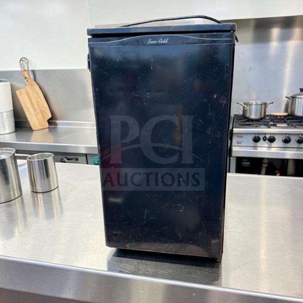 Euro-Gold W-995 compact undercounter refrigerator, black, fully tested, 115V, excellent condition.