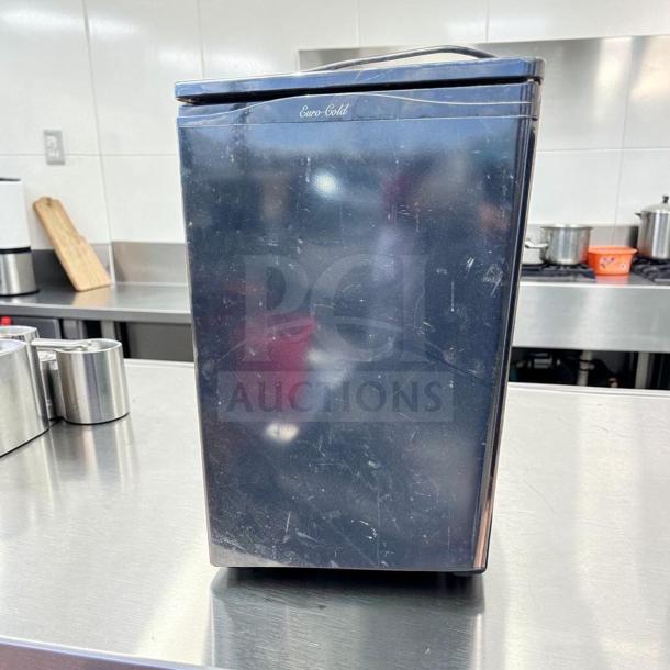 Euro-Gold W-995 undercounter refrigerator, compact design, space-saving, black finish, fully tested, operational condition.