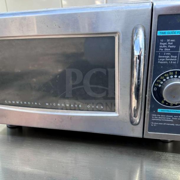 Sharp R-21LCFS Commercial Microwave Oven, 1000W, stainless steel, dial control, top-tier condition, fully tested, 120V.