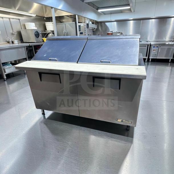 True TSSU-60-24M-B-ST-HC Mega Top Sandwich Prep Table, 60" stainless steel, 2 doors, elite condition, fully operational.
