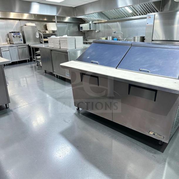 True TSSU-60-24M-B-ST-HC Mega Top refrigerated prep table, stainless steel, 60", 2-door, elite condition.