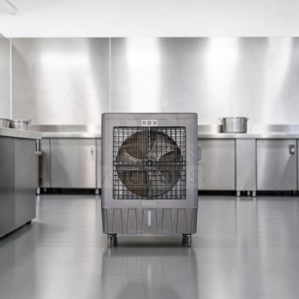 Hessaire MC92V Mobile Evaporative Cooler in superior condition, 11,000 CFM, fully tested and operational, industrial portable air cooler.