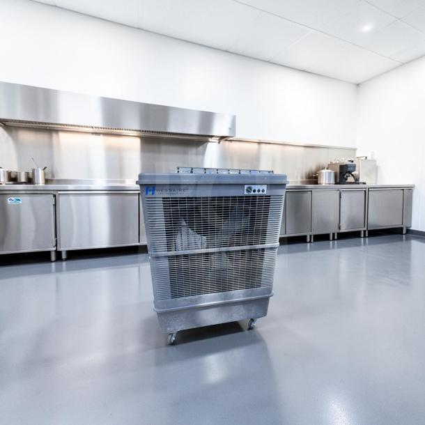 Hessaire MC92V mobile evaporative cooler, 11,000 CFM capacity, excellent condition, industrial portable air cooler, fully tested.