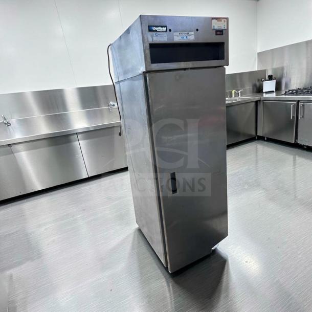 Delfield 6025XL-S commercial stainless steel reach-in refrigerator, prime condition, fully tested, 115V, single section.