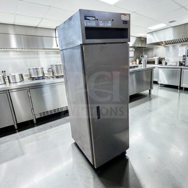 Delfield 6025XL-S stainless steel reach-in refrigerator, 25.5" single section, commercial, prime condition, fully tested.