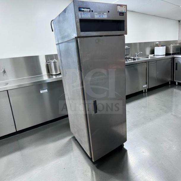 Delfield 6025XL-S commercial stainless steel reach-in refrigerator, prime condition, fully tested, 115V, single section.