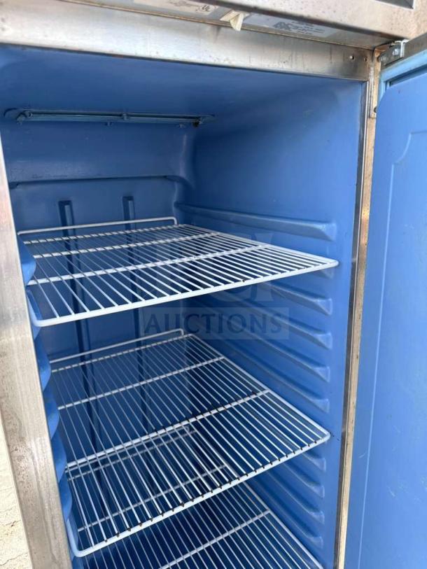 Delfield 6025XL-S reach-in refrigerator, stainless steel, 25.5", shelves visible, excellent condition, 115V, tested.