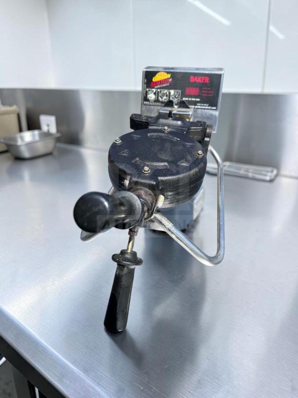 Golden Malted RT-P commercial waffle maker with cast iron plates, built-in timer, 120V, outstanding condition, made in USA.