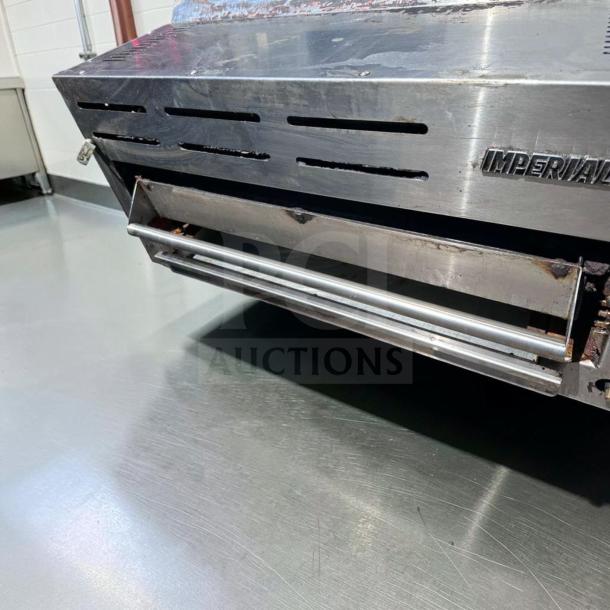 Imperial IRSB-36NG Salamander Broiler, 36" Infrared, natural gas, heavy-duty, fully operational, Imperial logo visible.