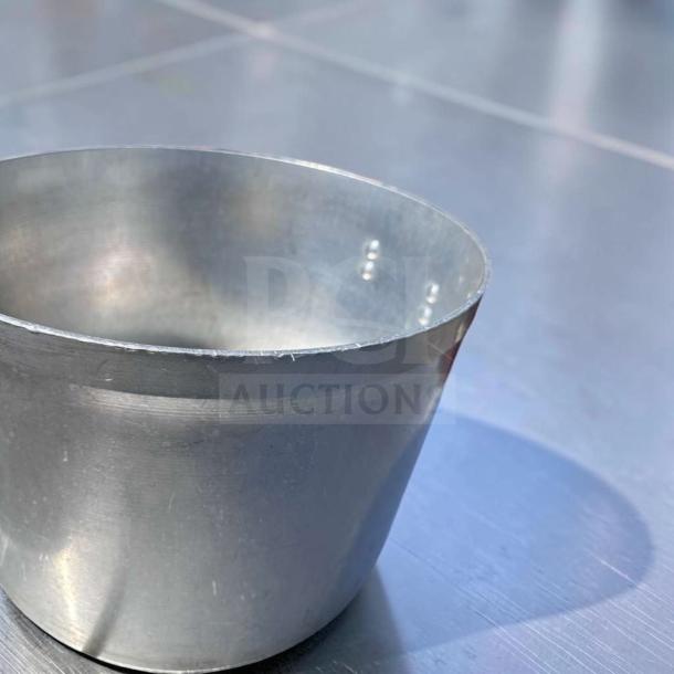 Extra-large aluminum stock pot, 20" diameter, heavy-duty commercial, excellent condition, ideal for restaurant kitchens.