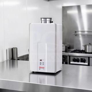 Rinnai V75iN tankless water heater, 7.5 GPM, 180,000 BTU, natural gas, top-tier condition, for indoor installation.