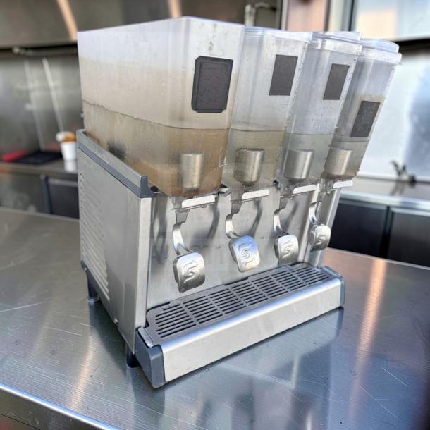 Crathco CS-4E-16-290 drink dispenser, 4-bowl, stainless steel, excellent condition, tested, 120V, commercial use.