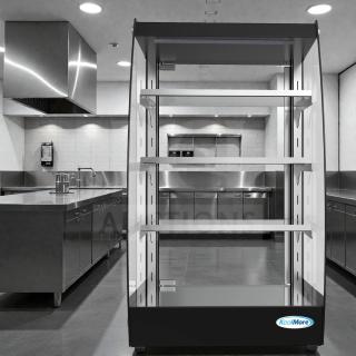 Brand new KoolMore DC-3CB pastry display case in original box. Features LED lighting, rear door, 2.7 cu. ft. capacity.