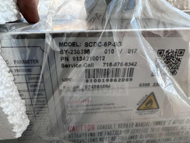 Brand new KoolMore Commercial Refrigerated Cold Food Well, 6-pan capacity, stainless steel, UL Listed, model KLM-M-CFW-0316, in original packaging with visible labels and markings.