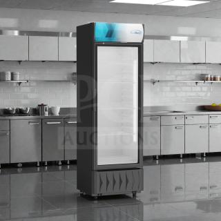 Brand new KoolMore MDR-9CP commercial one-door merchandiser refrigerator, 9 cu. ft., ETL listed, original packaging.