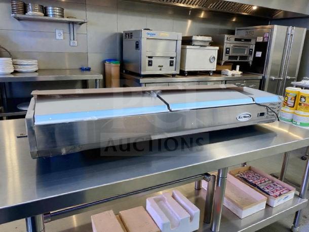 Brand new KoolMore SCDC-8P-SSL refrigerated prep rail, stainless steel, UL listed, never used, open box condition.