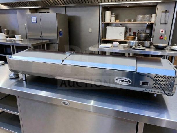Brand new KoolMore SCDC-8P-SSL refrigerated prep rail, stainless steel, UL listed, open box, premium condition.
