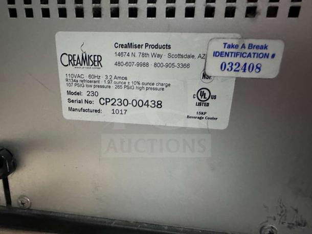 Outstanding condition STōK Cold Brew dispenser, 110V, Model 230 by Creamiser Products. Fully tested. Labels with specs shown.