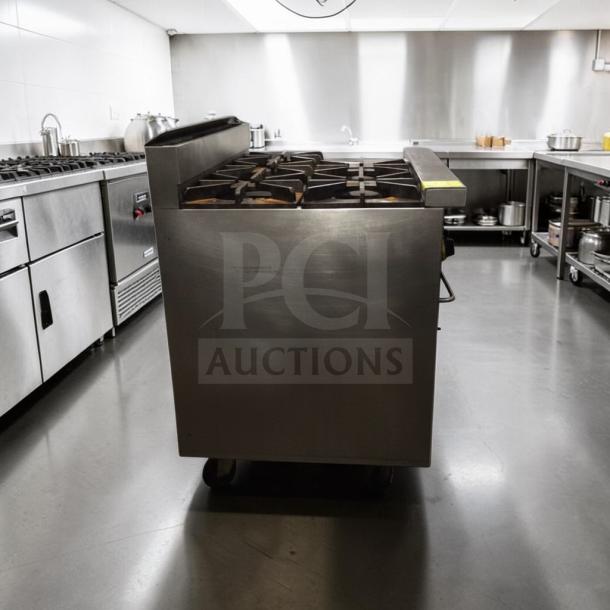 Jade JTRH-6-36C commercial gas range and oven, 36", stainless steel, top-tier condition. Fully tested and working.