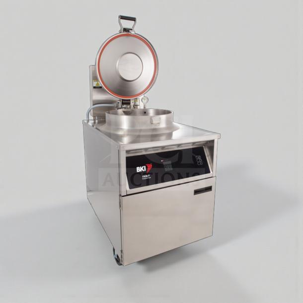 BKI commercial pressure fryer, stainless steel floor model. Premium condition, fully tested and working, model BKI-L-PFR-0278.
