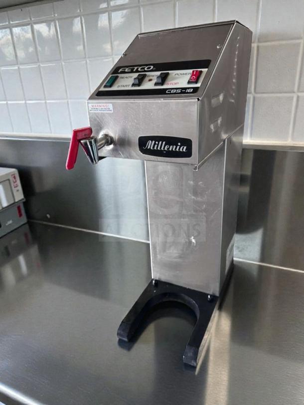 FETCO Millennia CBS-18 commercial coffee brewer, top-tier condition, 120V, UL listed, fully tested, stainless steel body.