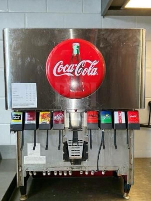 Lancer 8-Valve Coca-Cola Soda Fountain Dispenser, stainless steel, UL listed, premium condition, fully operational.